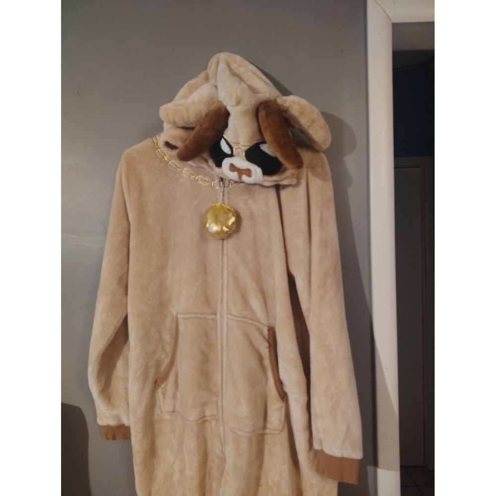 Holiday Time GOAT Fleece Union Suit Loungewear Tan Medium One Piece Pajamas